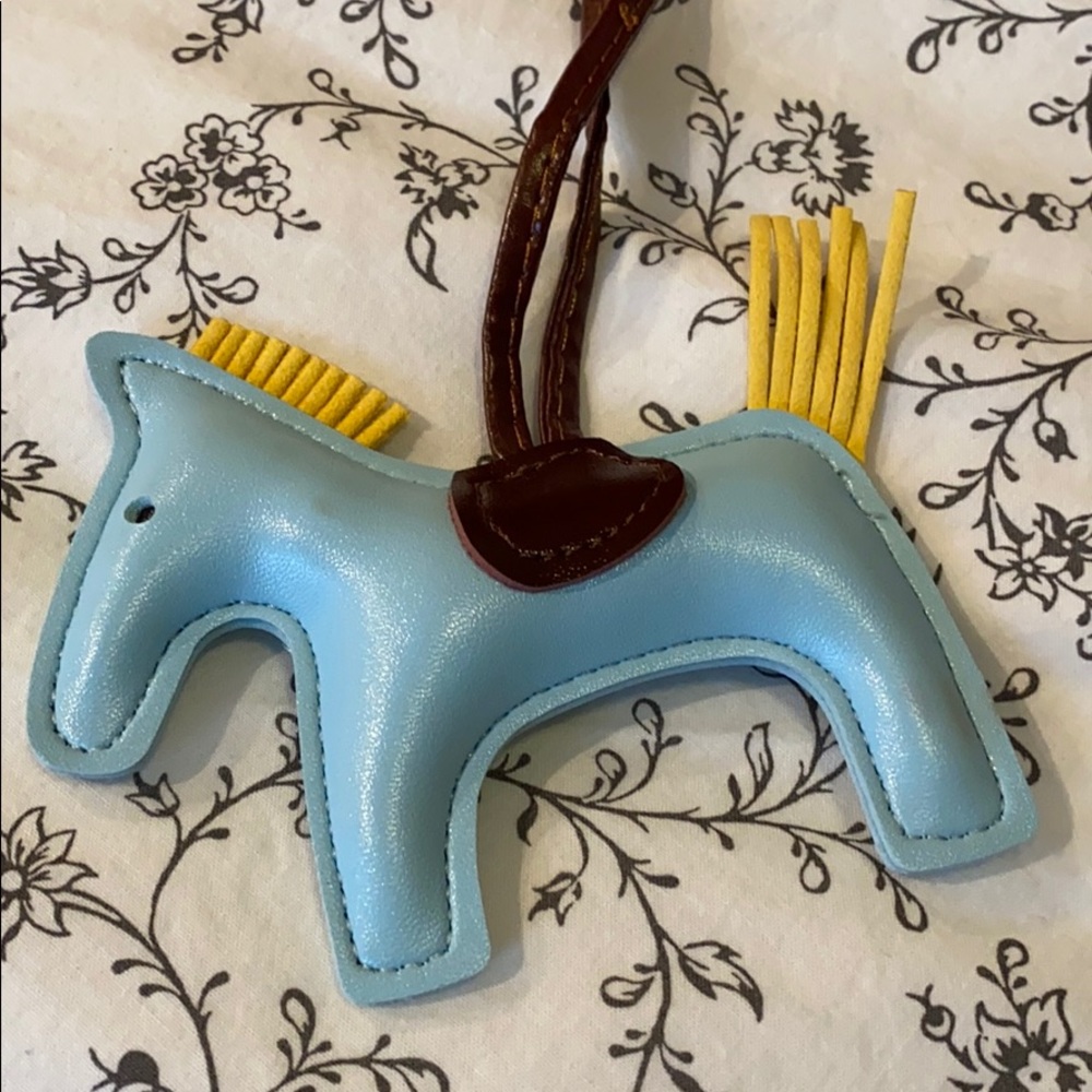 Hermès Style Horse Charm - bby blue/yellow